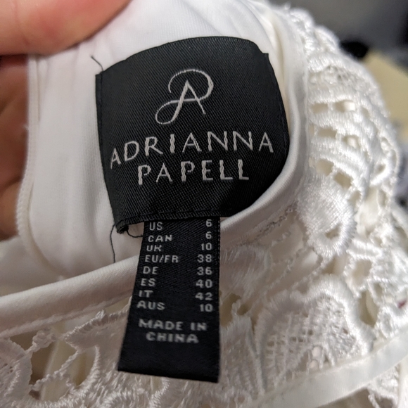 ADRIANNA PAPELL White Lace Sleeveless Dress - Picture 8 of 9